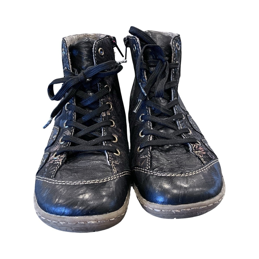 Remonte booties Women Leather Floral Embossment EU‎ 41 Black/Bronze Comfort